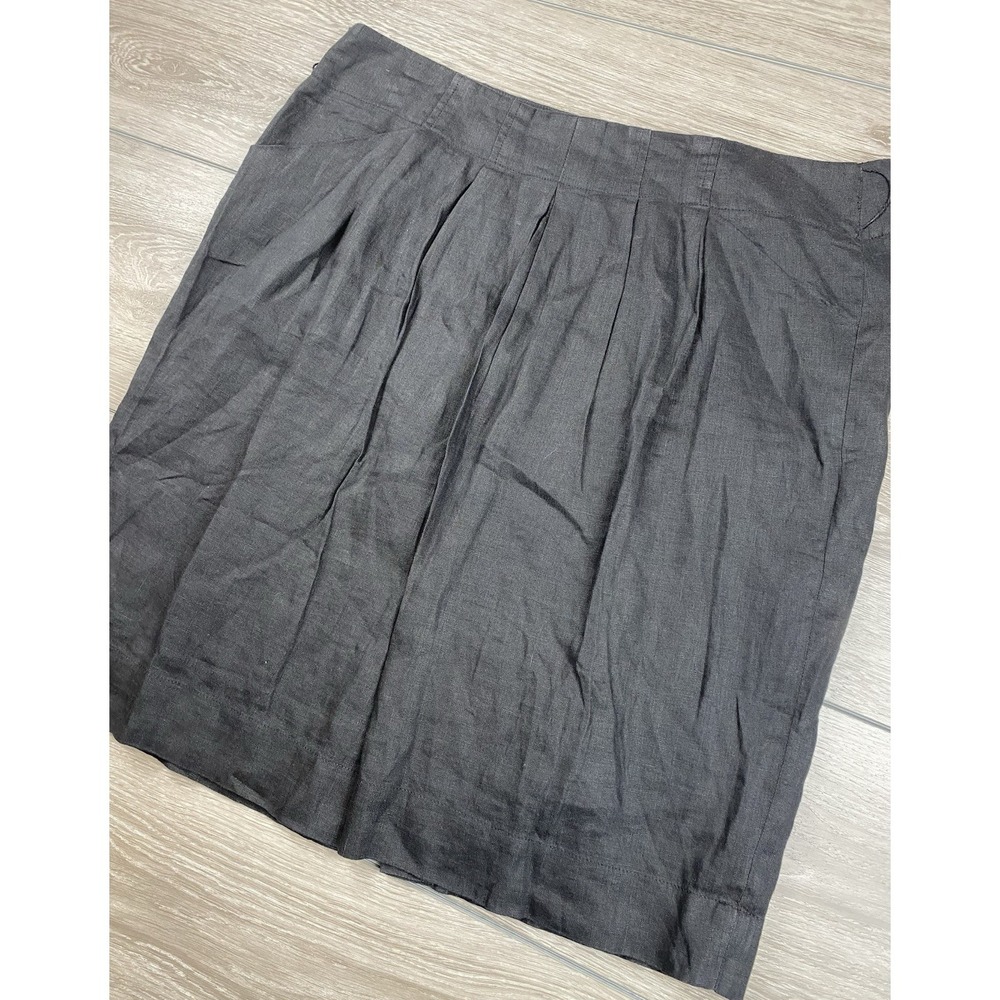 Talbots Women's 100% Linen Shimmer Skirt Black Size 16